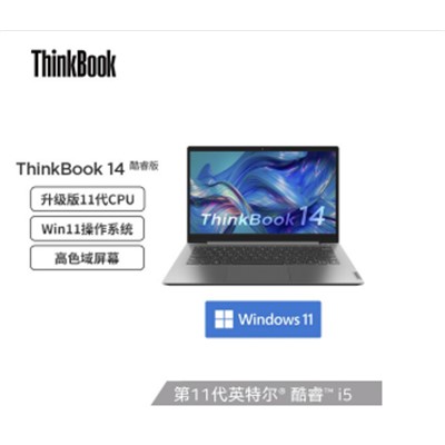 联想 便携式计算机 ThinkBook 14 2021款 酷睿版(6ACD) 英特尔酷睿i5 14英寸轻薄笔记本(i5-1135G7 16G 512G 高色域 Win11)原装皮包鼠